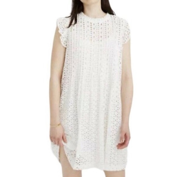 Madewell Eyelet Ruffle Sleeve Pintuck Dress Size XS - Picture 2 of 10